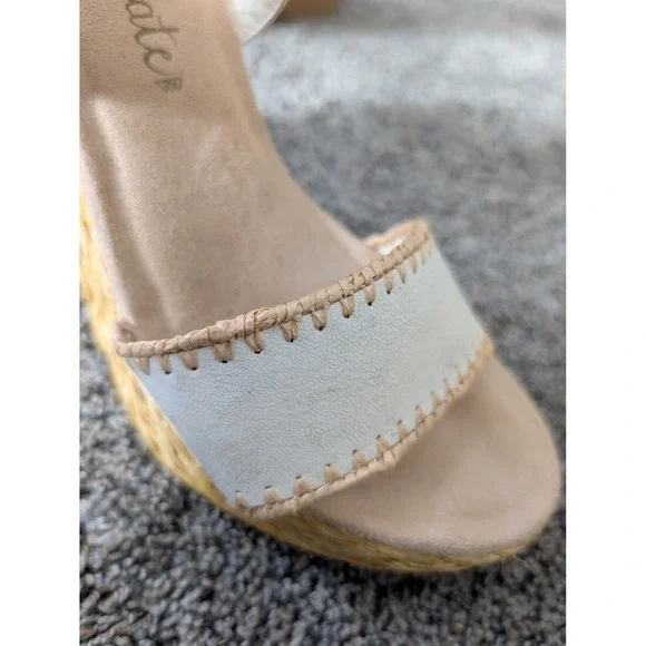 Altar'd State Elizabeth White Raffia Wedge Espadrille Sandals Mens 8M - Picture 5 of 7